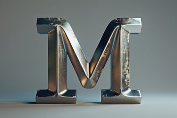 Poster - A single metal letter 'M' on a plain surface
