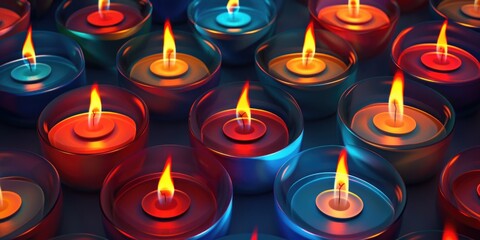 Poster - A group of lit candles sitting on a table, perfect for interior or exterior decoration