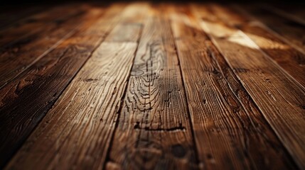 Aufkleber - A close-up shot of a wooden floor with a dark background, suitable for use in various design and photography projects