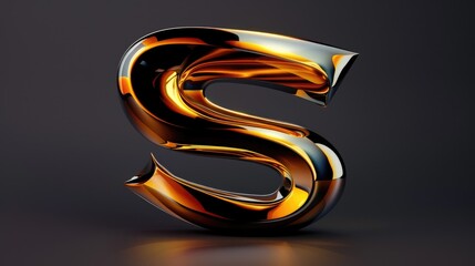 Poster - A close-up of a shiny golden letter 'S' against a black background