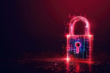 Poster - A padlock with a glowing key inside, often used as a symbol for security and protection