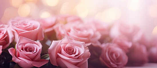 Poster - Roses blur fresh flowers flowers macro. Creative banner. Copyspace image