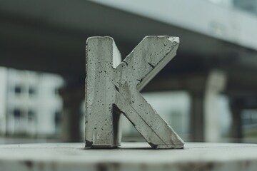 Poster - Close-up shot of a single concrete letter 'K'