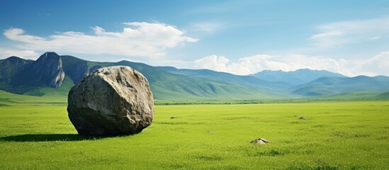 Poster - rock in the Green field. Creative banner. Copyspace image