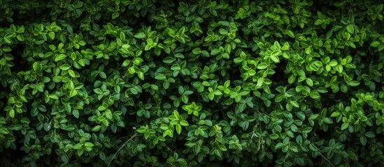 Small green leaves Background texture Bush. Creative banner. Copyspace image