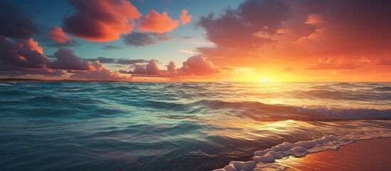 Wall Mural - Summer sunset at the sea. Creative banner. Copyspace image