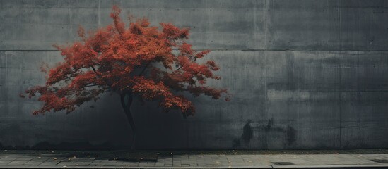 Wall Mural - roadside tree with dark visible leaves. Creative banner. Copyspace image