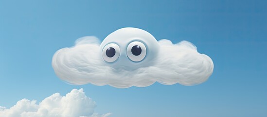 Wall Mural - The white big cloud looklike a squid in light blue sky. Creative banner. Copyspace image