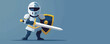 © Павел Озарчук - Knight in shining armor wielding a sword and shield. Vector flat minimalistic isolated illustration.