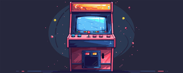 Retro arcade game cabinet with colorful buttons Vector flat minimalistic isolated illustration