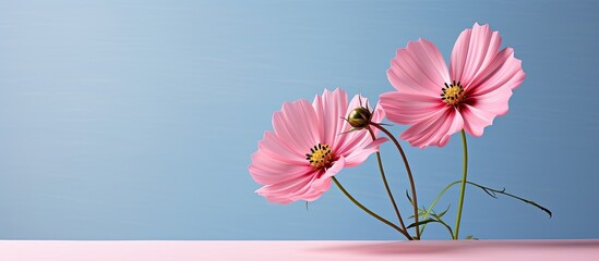 Poster - Pink cosmos flower in studio cut in decoration. Creative banner. Copyspace image