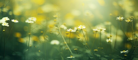 Aufkleber - yellow with green natural background blur effect. Creative banner. Copyspace image