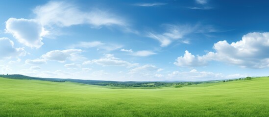 Poster - green grass field isolated on white background. Creative banner. Copyspace image