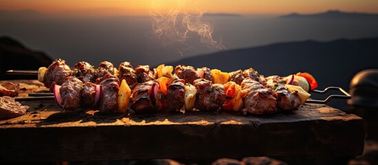 Leinwandbilder - Rest the kebabs on the nature. Creative banner. Copyspace image