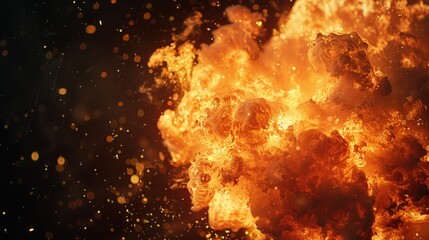 Poster - A massive explosion of orange and yellow flames, with intense heat and light