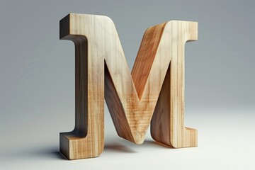 Poster - A wooden letter M on a plain surface