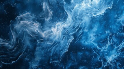 A blue and white space with a swirl of clouds