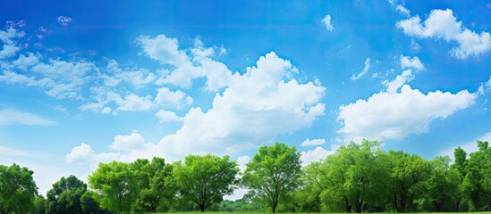 Poster - Summer landscape with trees and sky. Creative banner. Copyspace image
