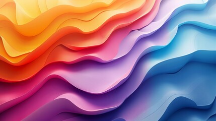 Wall Mural - A colorful wave of paper with a rainbow of colors