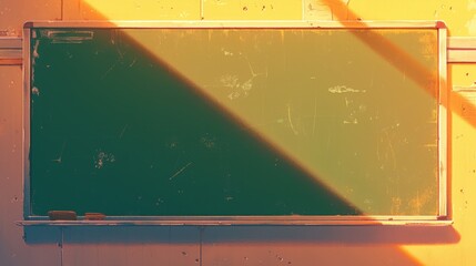 Poster - A chalkboard hangs in the classroom of the school