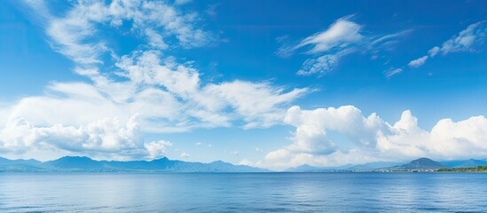 Aufkleber - blue sky with clouds and sea. Creative banner. Copyspace image