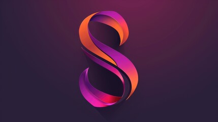 Poster - A purple and orange number eight on a purple background, great for use in designs requiring bold colors and numeric elements