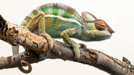 Wall Mural - A chameleon sits quietly on a tree branch, blending in with its surroundings