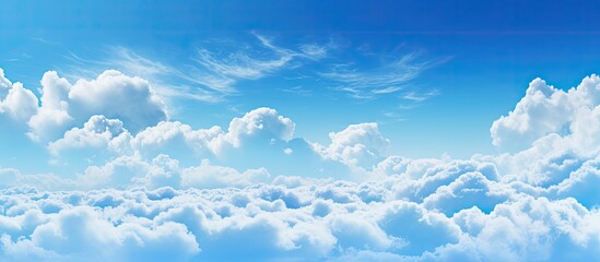 Wall Mural - background of blue sky with white art clouds. creative banner. copyspace image