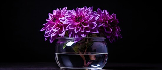 Aufkleber - Black flower in glass jar. Creative banner. Copyspace image