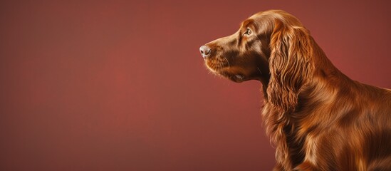 Wall Mural - Irish setter dog face side looking away. Creative banner. Copyspace image