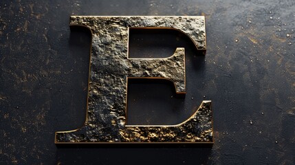 Poster - Detailed view of a metallic letter E, suitable for use in educational or design settings