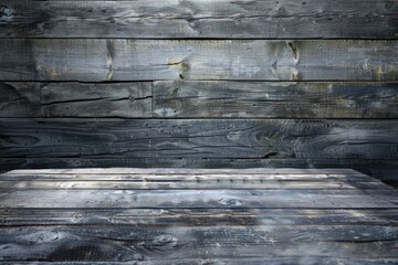 Aufkleber - A simple wooden table placed in front of a wooden wall, suitable for interior design or decoration