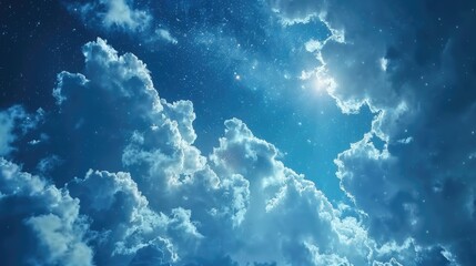 Wall Mural - A picture of a cloudy night sky filled with stars