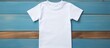 © HN Works - White basic t shirt for boys youth apparel studio shoot. Creative banner. Copyspace image