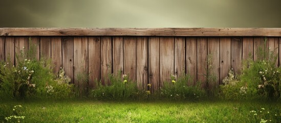 Poster - grass yard and wooden fence. Creative banner. Copyspace image