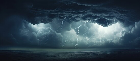 Wall Mural - Background of dark clouds before a thunderstorm. Creative banner. Copyspace image