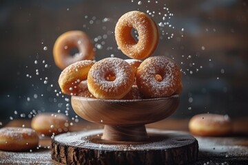 Wall Mural - Delicious Donuts with Powdered Sugar,

donuts