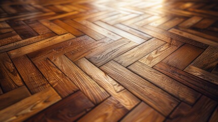 Poster - A close up shot of a wooden floor with a light shining on it, ideal for interior design or architectural purposes