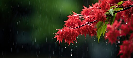 Wall Mural - a red citronella tree exposed to rain. Creative banner. Copyspace image