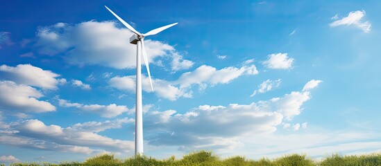 Poster - Domestic wind turbine. Creative banner. Copyspace image