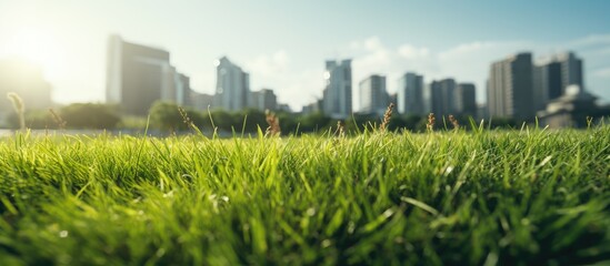 Aufkleber - grass growing between the buildings. Creative banner. Copyspace image