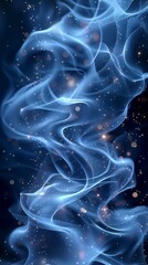 Wall Mural - abstract background with glowing blue waves and stars, smoke or fog in space. abstract wallpaper for