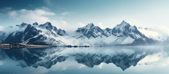 Leinwandbilder - Mountains reflecting in the water. Creative banner. Copyspace image