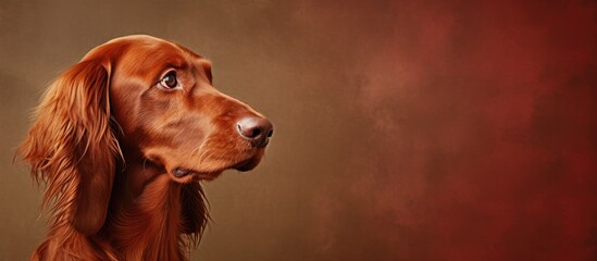 Poster - Irish setter dog face side looking away. Creative banner. Copyspace image