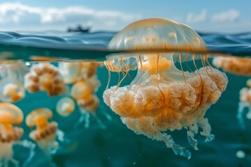 Wall Mural - Jellyfish in Sunlit Ocean