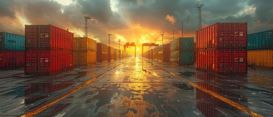 Expansive view of a modern logistics hub with advanced delivery machinery in operation, symbolizing global connectivity and efficient cargo handling