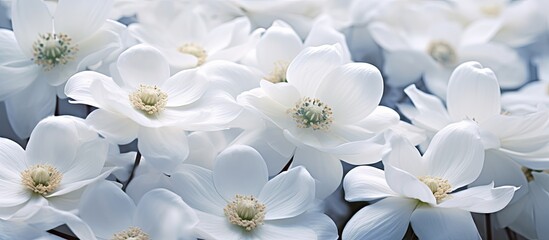 Sticker - the beauty of white flowers before blooming. Creative banner. Copyspace image