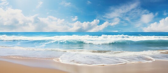 Leinwandbilder - Waves at the Beach Shore. Creative banner. Copyspace image