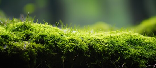 Poster - Close up of bright green moss. Creative banner. Copyspace image