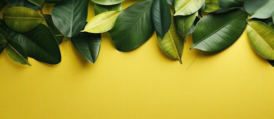 Poster - Decorative leaves mixed with yellow and green with a unique texture in summer are good for decoration. Creative banner. Copyspace image
